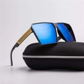 Aviator Square Oversized Sunglasses New Reflective Sunglasses Men Women Designer C6 - C2 - C518YR3ON8W $10.14