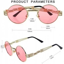 Round Round Sunglasses for Women Men- Polarized Lens-100% UV Protection - Gold Frame/Pink Lens - C3199O9L3X4 $11.84