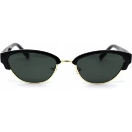 Oval Womens Narrow Oval Half Rim Hipster DJ Sunglasses - Gold Black Green - CW1950QL28X $22.05