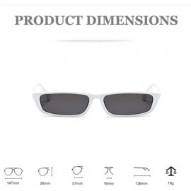 Square Vintage Rectangle Small Frame Sunglasses Fashion Designer Square Shades for Women - White - CH18G0TRMRR $11.14