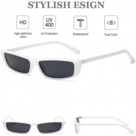Square Vintage Rectangle Small Frame Sunglasses Fashion Designer Square Shades for Women - White - CH18G0TRMRR $11.14