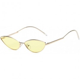 Goggle Women Metal Retro Vintage Slim Cat Eye Fashion Sunglasses - Light Yellow - C018WTI80SR $38.42