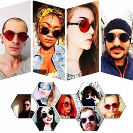 Round Round Sunglasses for Women Men- Polarized Lens-100% UV Protection - Gold Frame/Pink Lens - C3199O9L3X4 $11.84