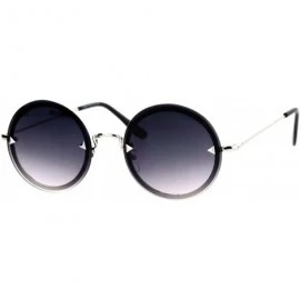 Rimless Round Circle Frame Sunglasses Womens Full Lens Rear Rim Fashion - Silver (Smoke) - C01877IRQX8 $12.34