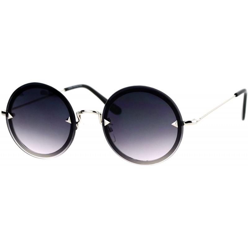Rimless Round Circle Frame Sunglasses Womens Full Lens Rear Rim Fashion - Silver (Smoke) - C01877IRQX8 $12.34