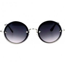 Rimless Round Circle Frame Sunglasses Womens Full Lens Rear Rim Fashion - Silver (Smoke) - C01877IRQX8 $24.41
