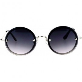 Rimless Round Circle Frame Sunglasses Womens Full Lens Rear Rim Fashion - Silver (Smoke) - C01877IRQX8 $12.34