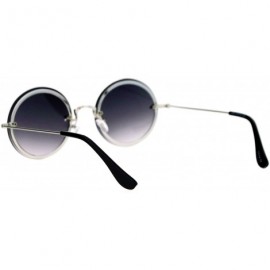 Rimless Round Circle Frame Sunglasses Womens Full Lens Rear Rim Fashion - Silver (Smoke) - C01877IRQX8 $12.34