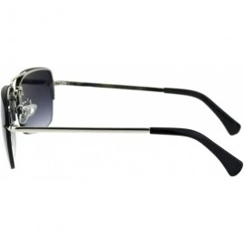 Rectangular Magnified Lens Reading Sunglasses Mens Half Metal Rim Rectangular Tinted Reader - Silver (Smoke) - CQ192Z8HCK2 $8.72