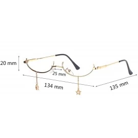 Square Half Frame Sparkling Crystal Sunglasses UV Protection Rhinestone Sunglasses Without Lens - Gold2739 - CQ199XO5SQZ $11.65