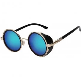 Round Steampunk Retro Gothic Vintage Colored Metal Round Circle Frame Sunglasses Colored Lens - CR186TE9SLX $25.11