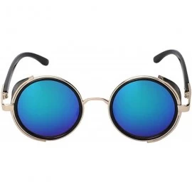 Round Steampunk Retro Gothic Vintage Colored Metal Round Circle Frame Sunglasses Colored Lens - CR186TE9SLX $11.72