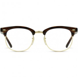 Wayfarer Vintage Inspired Classic Half Frame Horn Rimmed Clear Lens Glasses - Shiny Chestnut Brown - CB12FWSPRS1 $12.26