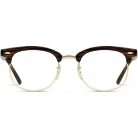 Wayfarer Vintage Inspired Classic Half Frame Horn Rimmed Clear Lens Glasses - Shiny Chestnut Brown - CB12FWSPRS1 $12.26