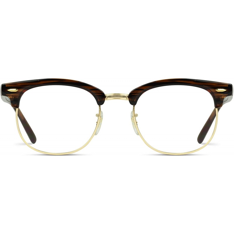 Wayfarer Vintage Inspired Classic Half Frame Horn Rimmed Clear Lens Glasses - Shiny Chestnut Brown - CB12FWSPRS1 $12.26