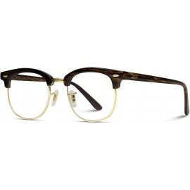Wayfarer Vintage Inspired Classic Half Frame Horn Rimmed Clear Lens Glasses - Shiny Chestnut Brown - CB12FWSPRS1 $12.26