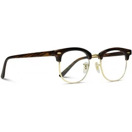 Wayfarer Vintage Inspired Classic Half Frame Horn Rimmed Clear Lens Glasses - Shiny Chestnut Brown - CB12FWSPRS1 $12.26
