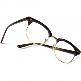 Wayfarer Vintage Inspired Classic Half Frame Horn Rimmed Clear Lens Glasses - Shiny Chestnut Brown - CB12FWSPRS1 $12.26