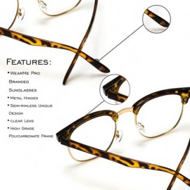 Wayfarer Vintage Inspired Classic Half Frame Horn Rimmed Clear Lens Glasses - Shiny Chestnut Brown - CB12FWSPRS1 $12.26