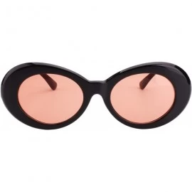 Oversized Womens Mens Cat Eye Bold Retro Oval Sunglasses Thick Frame - Black / Red Lens - C1186X8YX2R $9.82