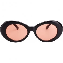 Oversized Womens Mens Cat Eye Bold Retro Oval Sunglasses Thick Frame - Black / Red Lens - C1186X8YX2R $18.38
