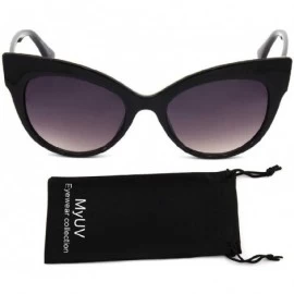 Cat Eye Oversize Vintage Mod Womens Fashion Cat Eye Sunglasses With Microfiber Pouch - Black - CK18S7KS4H3 $17.63