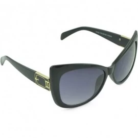 Oversized Women's Fashion Kitten Retro Cat Eye Sunglasses - Black Gold - CV129KB5F1F $16.19