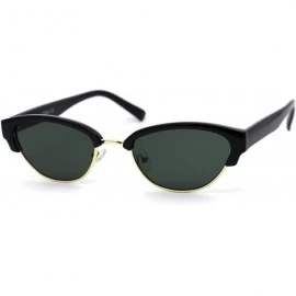 Oval Womens Narrow Oval Half Rim Hipster DJ Sunglasses - Gold Black Green - CW1950QL28X $13.89