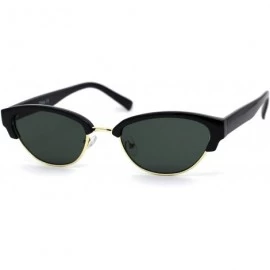 Oval Womens Narrow Oval Half Rim Hipster DJ Sunglasses - Gold Black Green - CW1950QL28X $22.05