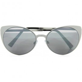 Butterfly Metal Round Cat Eye Sunglasses Runway Fashion - Silver/Silver Lens - C412O312U27 $22.95