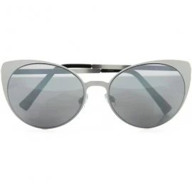 Butterfly Metal Round Cat Eye Sunglasses Runway Fashion - Silver/Silver Lens - C412O312U27 $7.99