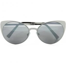 Butterfly Metal Round Cat Eye Sunglasses Runway Fashion - Silver/Silver Lens - C412O312U27 $19.86