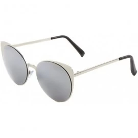 Butterfly Metal Round Cat Eye Sunglasses Runway Fashion - Silver/Silver Lens - C412O312U27 $7.99