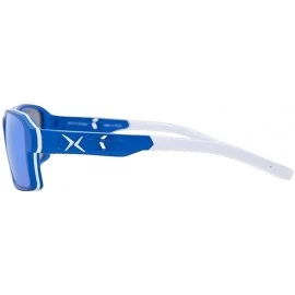 Sport Apex Polarized Sunglasses - Matte Dark Blue With White - CL182WN2U8O $47.89
