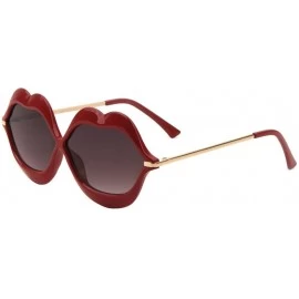 Oversized Smooch Kiss Bold Lips Oversized Sunglasses - Gold Frame W/ Red Lips - CF18883QCIA $19.70