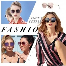 Oversized Oversized Sunglasses for Women Polarized Black Big Sun Glasses Fashion Designer Square Shades UV Protection - CR18R...