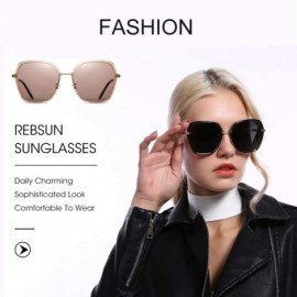 Oversized Oversized Sunglasses for Women Polarized Black Big Sun Glasses Fashion Designer Square Shades UV Protection - CR18R...