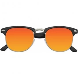 Semi-rimless Premium Half Frame Horn Rimmed Sunglasses Metal Rivets - Flash Mirror - Black Red - CC12I2RSUTH $17.59