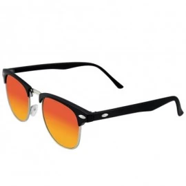 Semi-rimless Premium Half Frame Horn Rimmed Sunglasses Metal Rivets - Flash Mirror - Black Red - CC12I2RSUTH $7.61