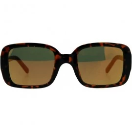 Rectangular Vintage Classic Fashion Sunglasses Womens Square Rectangular Mirror Lens - Tortoise (Orange Mirror) - CC18DNGQANH...