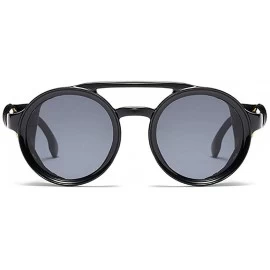 Wrap Gothic Motorcycle Sunglasses Vintage round sunglasses wrap Side Shield Retro Steampunk Sunglasses Men Women - 1 - C018XS...
