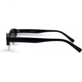 Oval Womens Narrow Oval Half Rim Hipster DJ Sunglasses - Gold Black Green - CW1950QL28X $22.05