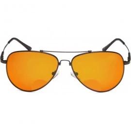 Aviator Large Memory Frame Blue Light Blocking Bifocal Reading Glasses for Men - Bifocal Brown - CV18IWWETQ5 $30.92