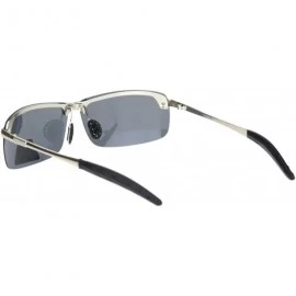 Rimless Polarized Mens Rimless Sport Metal Rim Rectangular Sunglasses - Silver Black - CC18O9N82Q0 $13.46