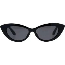 Cat Eye Womens Mod Retro Goth Plastic Cat Eye Minimal Sunglasses - All Black - CM18CMR4UY8 $18.15