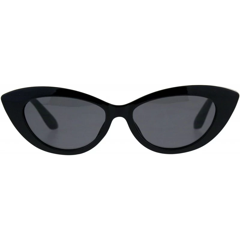 Cat Eye Womens Mod Retro Goth Plastic Cat Eye Minimal Sunglasses - All Black - CM18CMR4UY8 $9.45