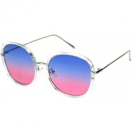 Square Rounded Square Frame Sunglasses Womens Oversized Fashion Eyewear UV 400 - Clear Silver (Blue Pink) - C618A2CLCRU $14.52