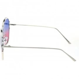 Square Rounded Square Frame Sunglasses Womens Oversized Fashion Eyewear UV 400 - Clear Silver (Blue Pink) - C618A2CLCRU $14.52