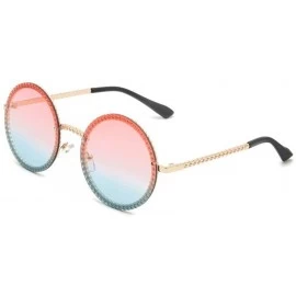 Round New modern retro round rope design trend street shooting ocean piece sunglasses - Pink&blue - C418LXU2SNT $22.80
