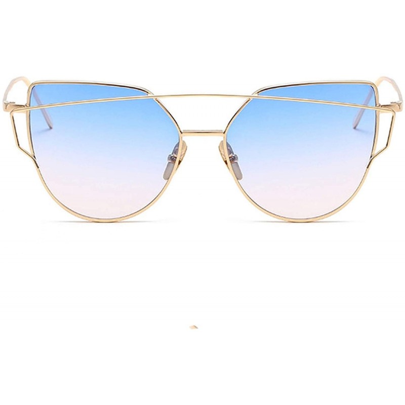 Cat Eye Sunglasses Women Luxury Cat eye Brand Design Mirror Flat Rose Gold Vintage Cateye sun glasses lady Eyewear - A1 - C21...